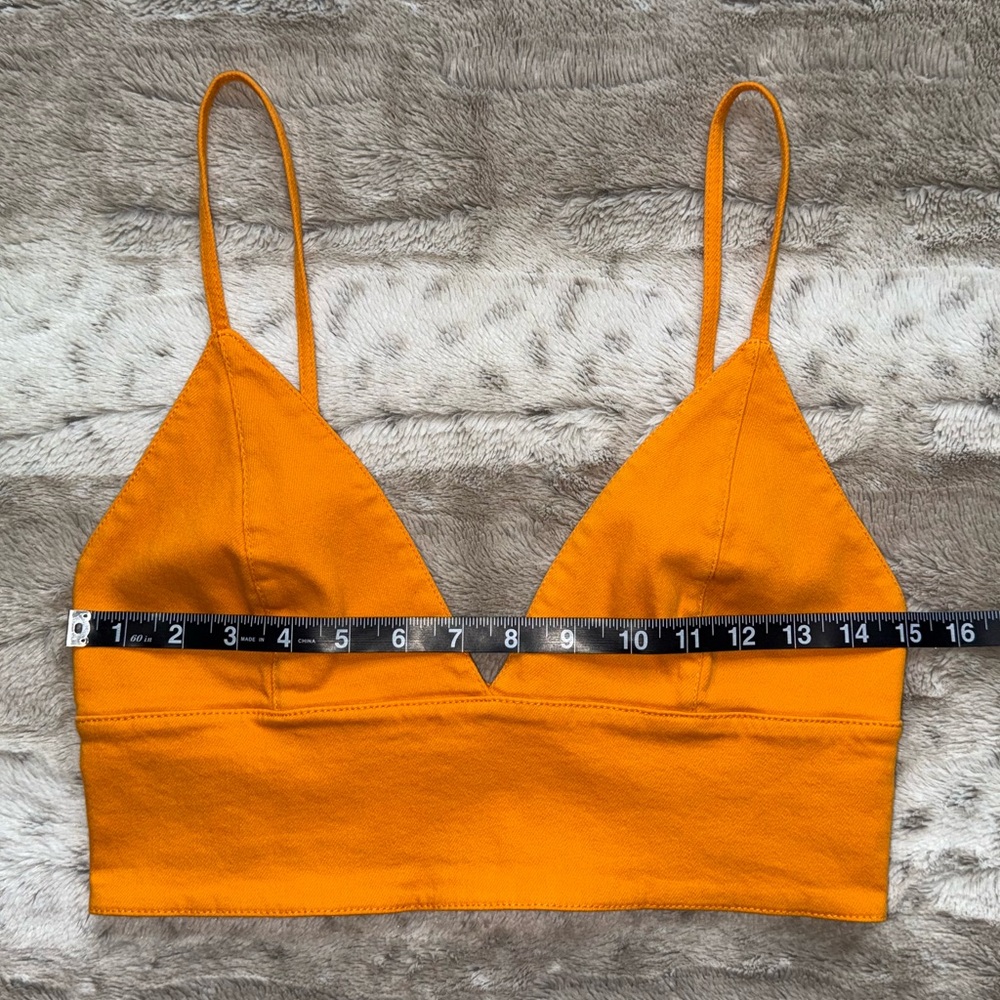 ALICE + OLIVIA Carli Denim Crop Top in Tangerine Size 6 - Picture 10 of 16